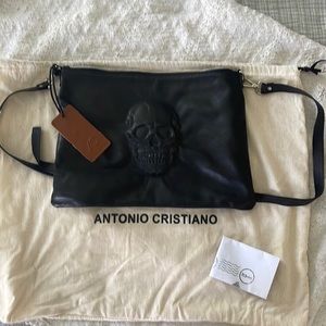 Italian Leather Skull Crossbody/Clutch